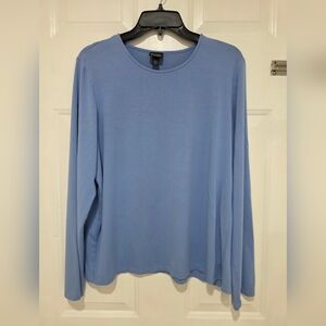 Eileen Fisher Women's Blue Long Sleeve Pullover Crew Neck Top Blue Size XL